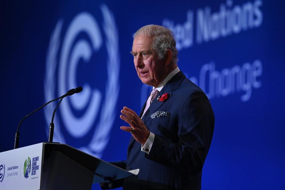 King Charles III speaking at COP26