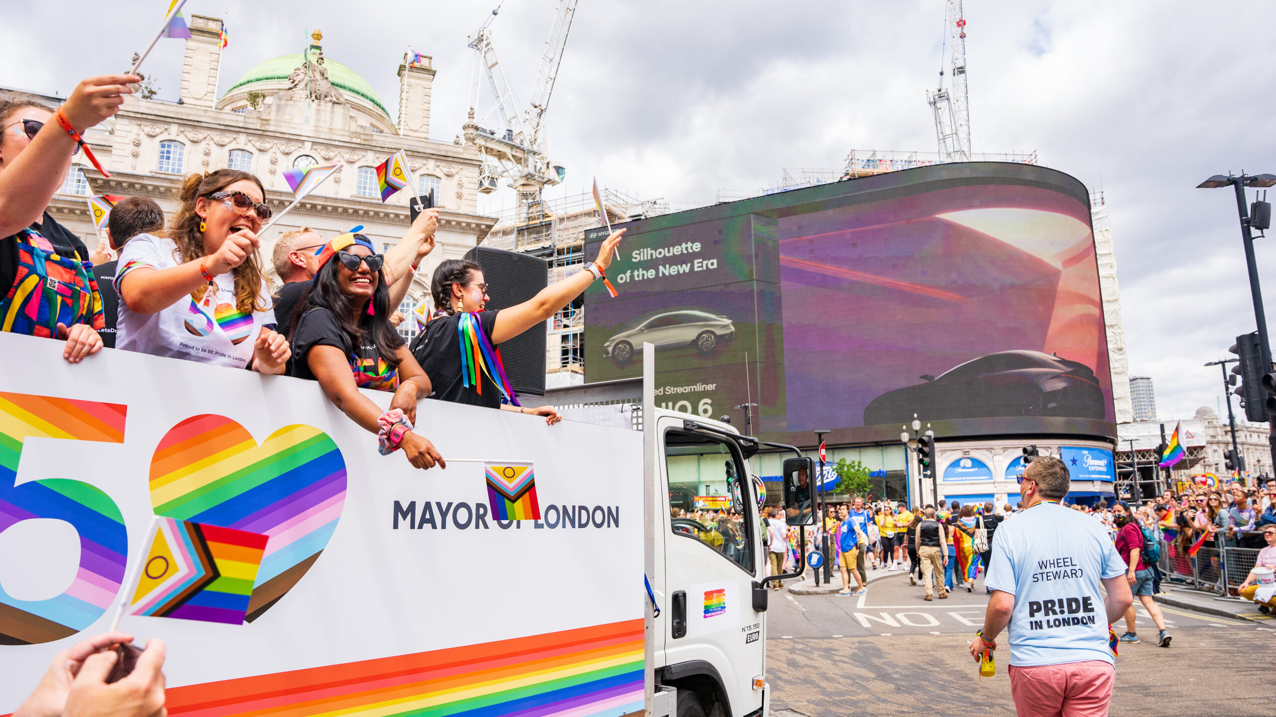 People on a float at London Pride