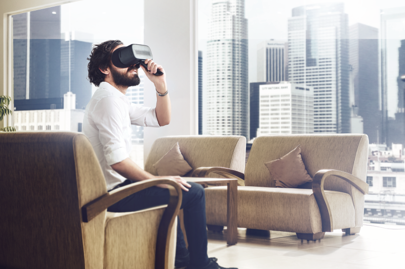 Eden Stacker VR headset being used in corporate environment